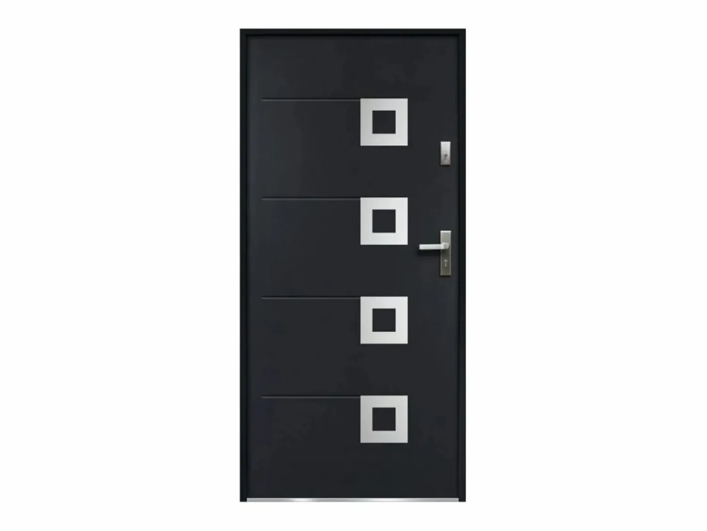 Puerta de entrada de acero con acero inoxidable, 207 x 100 cm, antracita, apertura a la izquierda, TIFANA^Vente-unique