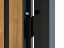 Vente-unique Puerta de entrada de acero Alt. 207 x L100 cm - y madera - abertura derecha - COBRITA Negro Clearance