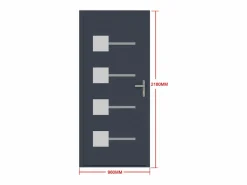 Vente-unique Puerta De Entrada|Puerta de entrada de aluminio Alt. 218 x L96 cm antracita - apertura hacia la derecha - AMARES