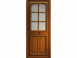 GD Menuiseries Puerta de Entrada de Madera Exo Modelo 'Marine' 215X80 Empuje a la Derecha sin manilla Marru00f3n Sale