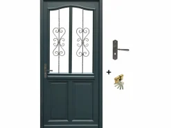 GD Menuiseries Puerta de Entrada de Madera Exo Modelo 'sabrina' 215X90 Lado Derecho Se Vende Con Manija Y Cerradura sin manilla Gris Outlet