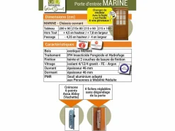 GD Menuiseries Puerta De Entrada|Puerta de Entrada de Madera Exo Modelo 'Marine' 215X80 Puerta Izquierda sin manilla