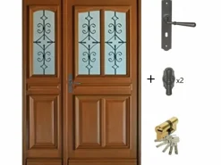 GD Menuiseries Puerta De Entrada|Puerta de entrada de madera esmaltada Tiercee Vauban Al 215 x L 120 p. derecha + Mango Y Cañón (ref 010403RFP) Tabla Dimensiones sin manilla