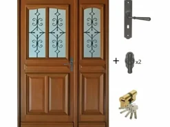 GD Menuiseries Puerta de entrada de madera esmaltada Tiercee Vauban H215 x L120 p.izquierda + Tirador Y Cilindro (ref 010403RFP) Tabla Dimensiones sin manilla Color natural claro Online
