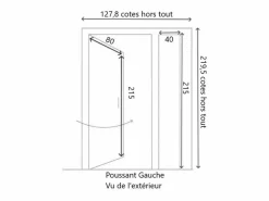 GD Menuiseries Puerta de entrada de madera esmaltada Tiercee Vauban H215 x L120 p.izquierda + Tirador Y Cilindro (ref 010403RFP) Tabla Dimensiones sin manilla Color natural claro Online