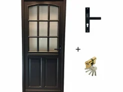 GD Menuiseries Puerta De Entrada|Puerta de Entrada de Madera Exo Modelo 'Alicia' 215X90 Zurda con Manilla y Barril sin manilla