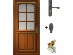 Puerta de entrada de madera esmaltada, Marino, Al.200xl.80 p.izq + Tirador Y Cilindro (ref 010403RFP)Dimensiones mesa sin manilla^GD Menuiseries Sale