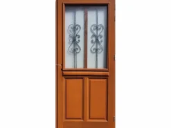 GD Menuiseries Puerta De Entrada|Puerta de entrada de madera esmaltada, Syrah, Al.215xl.90 p.izq + Tirador Y Cilindro (ref 010403FP) Lateral de mesa sin manilla