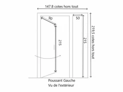 GD Menuiseries Puerta De Entrada|Puerta de Entrada Escalonada 'Marine' Tamaño 215 X 140 Empuje Izquierdo (Dimensiones de la Tabla) sin manilla
