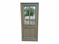 GD Menuiseries Puerta De Entrada|Puerta de entrada Madera vítrea, Baptiste Vert Ral 7002, H,215xl,90 p, izquierda Dimensiones Cuadro sin manilla