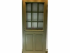 Puerta de entrada Madera vítrea, Andore RAL 7002, H,215xl,90 p,izquierda Dimensiones Cuadro sin manilla^GD Menuiseries Online