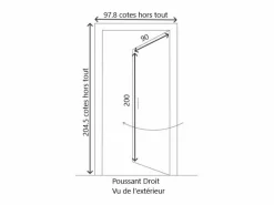 GD Menuiseries Puerta de entrada Madera vítrea, Baptiste Vert Ral 7002, H,200xl,90 p, derecha Dimensiones Cuadro sin manilla Gris Outlet