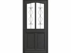 GD Menuiseries Puerta De Entrada|Puerta de entrada Madera vítrea, Sandro gris RAL7016, H,215xl,90 p, derecha Cote Tableau sin manilla