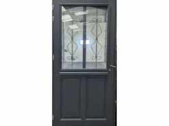 GD Menuiseries Puerta De Entrada|Puerta de entrada Madera vítrea, Sandro gris RAL7016, H,215xl,90 p, derecha Cote Tableau sin manilla