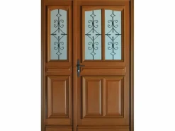 GD Menuiseries Puerta de Entrada Vauban Tamaño 215 X 130 Empuje a la Derecha (Dimensiones de la Tabla) sin manilla Marru00f3n Best