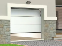 Somfy Puerta De Garaje|Puerta de garaje seccional con motor efecto madera blanca PRIETA