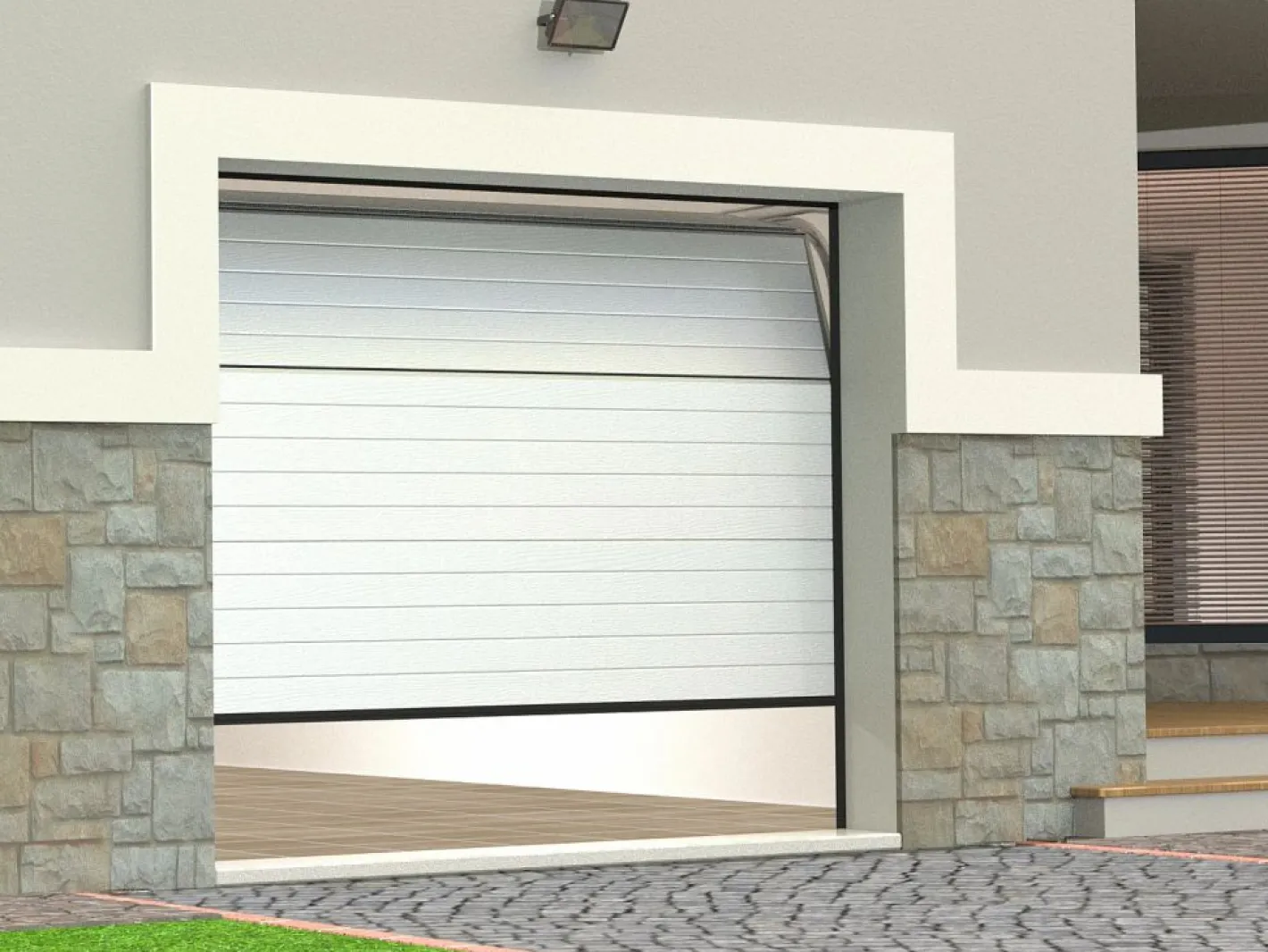 Puerta de garaje seccional motorizada efecto ranurado NORIA^Vente-unique Discount