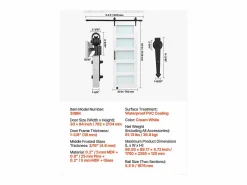 Puerta de Granero Corrediza SucceBuy, 76.2 x 213.4 cm, de Panel de MDF, Kit de Puerta Corrediza con Kit de Herrajes, Superficie de PVC Impermeable^