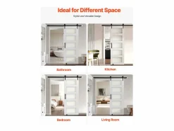 Puerta de Granero Corrediza SucceBuy, 76.2 x 213.4 cm, de Panel de MDF, Kit de Puerta Corrediza con Kit de Herrajes, Superficie de PVC Impermeable^