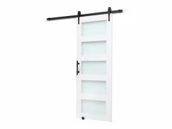 Puerta de Granero Corrediza SucceBuy, 76.2 x 213.4 cm, de Panel de MDF, Kit de Puerta Corrediza con Kit de Herrajes, Superficie de PVC Impermeable^