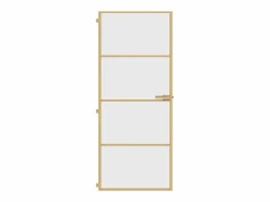 Puerta de interior dorada vidrio templado y aluminio 83x201,5cm ES393696^ New