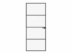 Puerta de interior vidrio templado y aluminio 83x201,5 cm ES103138 Negro Outlet