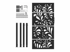 Puerta de jardín negra 105x180 cm diseño ondulado de acero^ Outlet