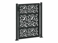 Puerta de jardín negra 105x130 cm diseño de hoja de acero^ New
