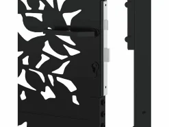 Puerta de jardín negra 105x130 cm diseño de hoja de acero^ New