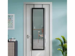 DripeX Espejo De Pared|Espejo|Puerta de la pared colgante de espejo 110x33cm, longitud del espejo completo en vidrio templado con 2 ganchos de suspensión para puerta, altura ajustable -