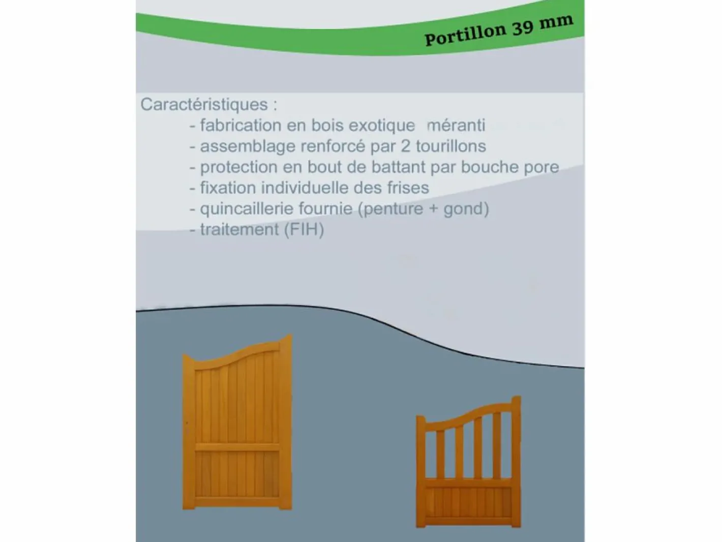 Puerta de madera 'Calada' Anchura 1 M Altura 1,10/1,30 sin manilla^GD Menuiseries Hot