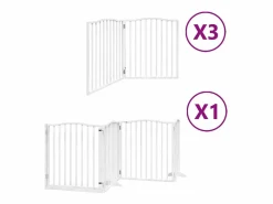 Puerta de perros plegable 10 paneles madera álamo blanca 800 cm^Clicnbuy Discount