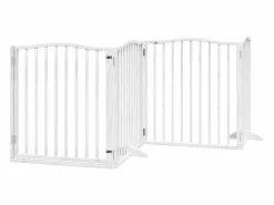 Puerta de perros plegable 10 paneles madera álamo blanca 800 cm^Clicnbuy Discount