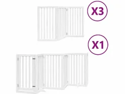 Puerta de perros plegable 15 paneles madera álamo blanca 750 cm^Clicnbuy Online