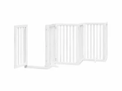 Puerta de perros plegable 15 paneles madera álamo blanca 750 cm^Clicnbuy Online