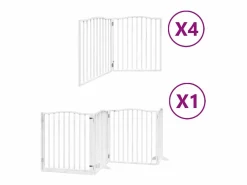 Puerta de perros plegable 12 paneles madera álamo blanca 960 cm^Clicnbuy Discount