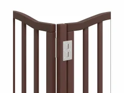 Clicnbuy Puerta de perros plegable 15 paneles madera álamo marrón 750 cm Marru00f3n