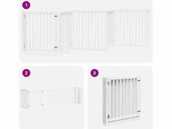 Puerta de perros plegable 6 paneles madera álamo blanca 480 cm^Clicnbuy Online