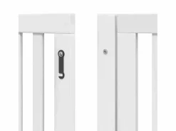 Puerta de perros plegable 6 paneles madera álamo blanca 480 cm^Clicnbuy Online