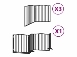 Puerta de perros plegable 10 paneles madera álamo negra 800 cm^Clicnbuy New