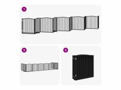 Puerta de perros plegable 10 paneles madera álamo negra 800 cm^Clicnbuy New