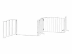 Clicnbuy Puerta de perros plegable 6 paneles madera álamo blanca 480 cm Blanco