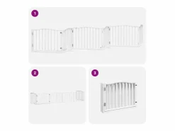 Clicnbuy Puerta de perros plegable 6 paneles madera álamo blanca 480 cm Blanco