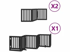 Clicnbuy Seguridad Para Mascotas|Puerta de perros plegable 12 paneles madera álamo negra 600 cm