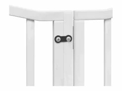 Clicnbuy Puerta de perros plegable 15 paneles madera álamo blanca 750 cm Blanco Hot