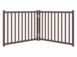 Clicnbuy Seguridad Para Mascotas|Puerta de perros plegable 2 paneles madera abeto marrón 160 cm