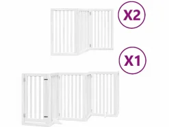 Clicnbuy Seguridad Para Mascotas|Puerta de perros plegable 12 paneles madera álamo blanca 600 cm