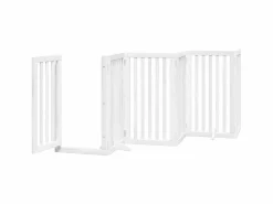 Clicnbuy Seguridad Para Mascotas|Puerta de perros plegable 12 paneles madera álamo blanca 600 cm