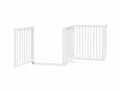 Clicnbuy Seguridad Para Mascotas|Puerta de perros plegable 8 paneles madera álamo blanca 640 cm