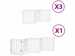Clicnbuy Seguridad Para Mascotas|Puerta de perros plegable 15 paneles madera álamo blanca 750 cm